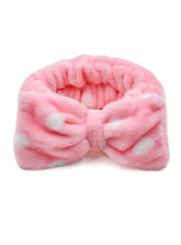 Diademas de terciopelo con lazo grande y lunares a rayas para baño